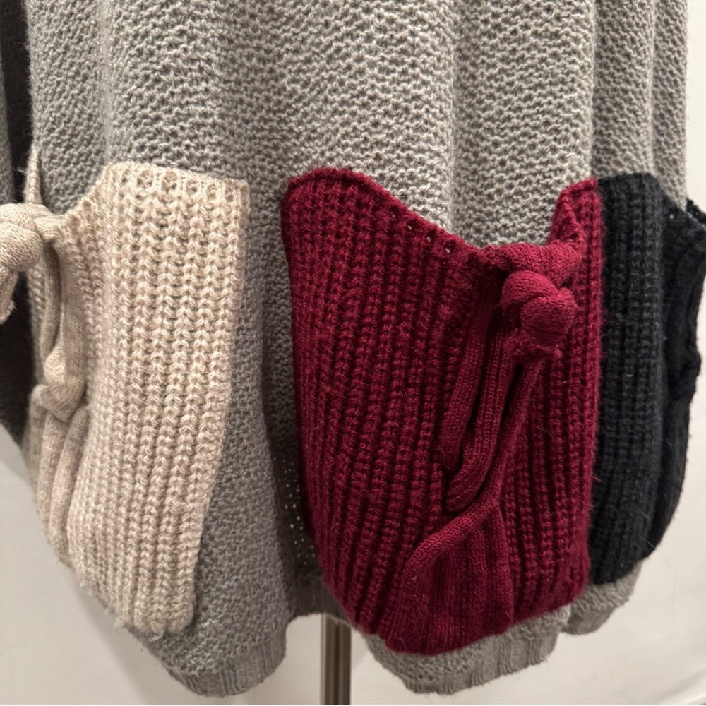 Vintage Italian Knit Oversized Pockets One of a Kind Chunky Knit Novelty Sweater - Picture 4 of 9